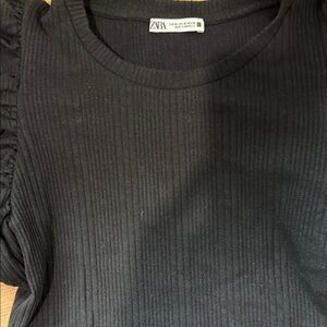 Zara Black Top with Ruffled Sleeves